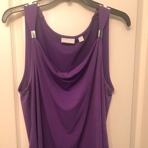 Purple tank top with silver accents on straps